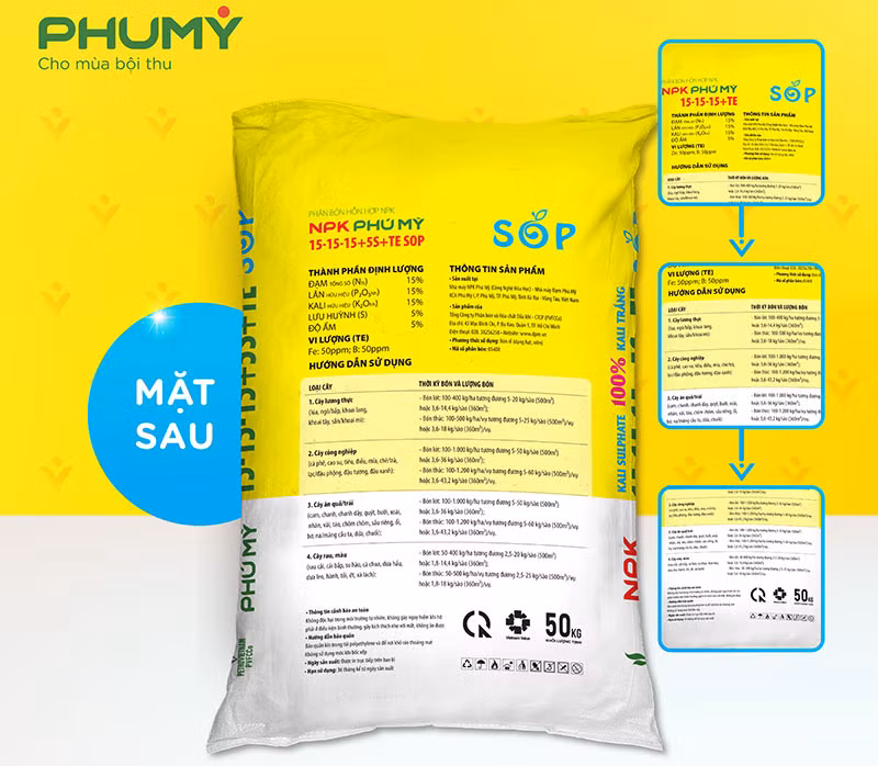 Phân bón Phú Mỹ chính thức ra mắt sản phẩm mới NPK PHÚ MỸ 15-15-15+5S+TE SOP sử dụng 100% Kali Sulphate -0