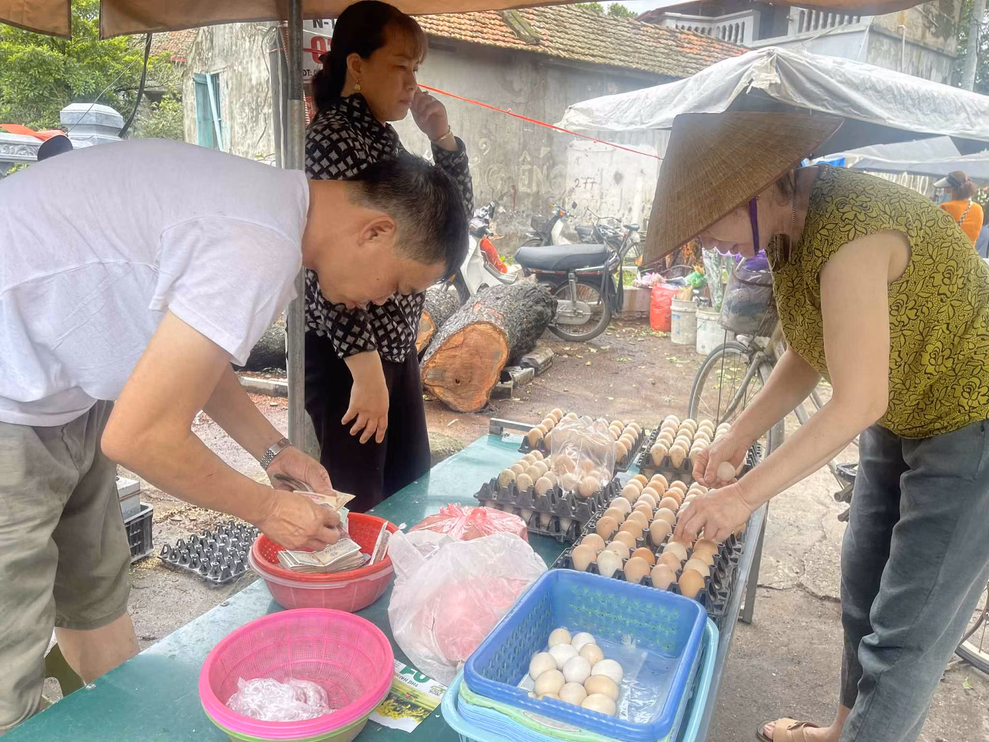 Thịt lợn, rau xanh đắt hàng trước giờ bão số 3 Wipha đổ bộ đất liền -0