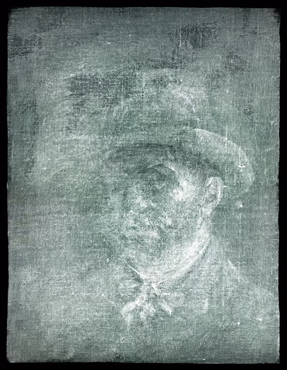 Bức tranh tự họa của Van Gogh ẩn dưới bức chân dung "Head of a Peasant Woman". Ảnh: Reuters.