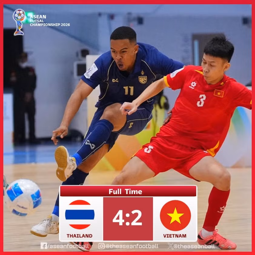 Futsal Việt Nam thua Thái Lan 2-4, gặp Indonesia ở bán kết -0
