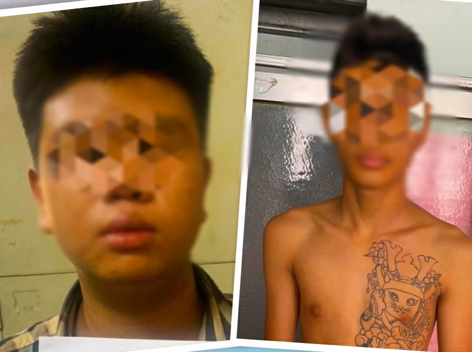 Hai tên cướp nhí giật điện thoại kéo ngã cô gái bị bắt -0