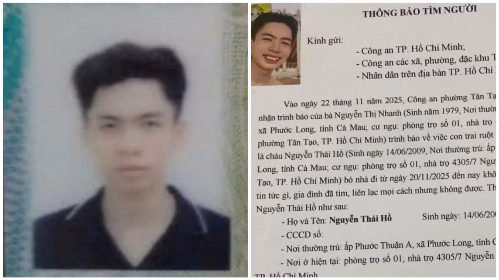 Truy tìm thanh niên 16 tuổi “bỗng nhiên” mất liên lạc, nghi bị lừa đưa sang Campuchia -0