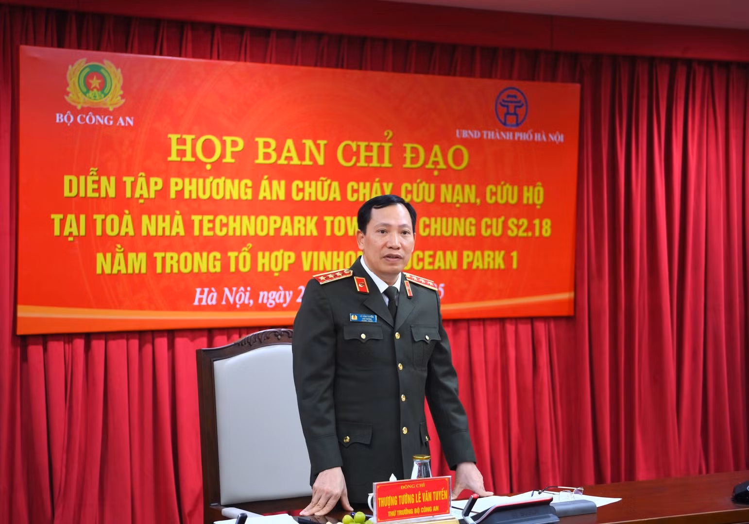 Họp Ban Chỉ đạo diễn tập phương án chữa cháy, cứu nạn, cứu hộ tại các tòa nhà cao tầng trên địa bàn TP Hà Nội -0