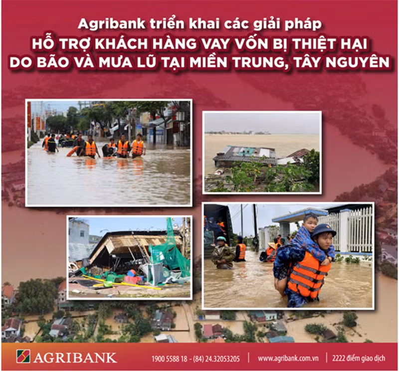 Agribank tiếp tục giảm tới 2%/năm lãi suất cho vay hỗ trợ khách hàng bị thiệt hại do bão lũ -0