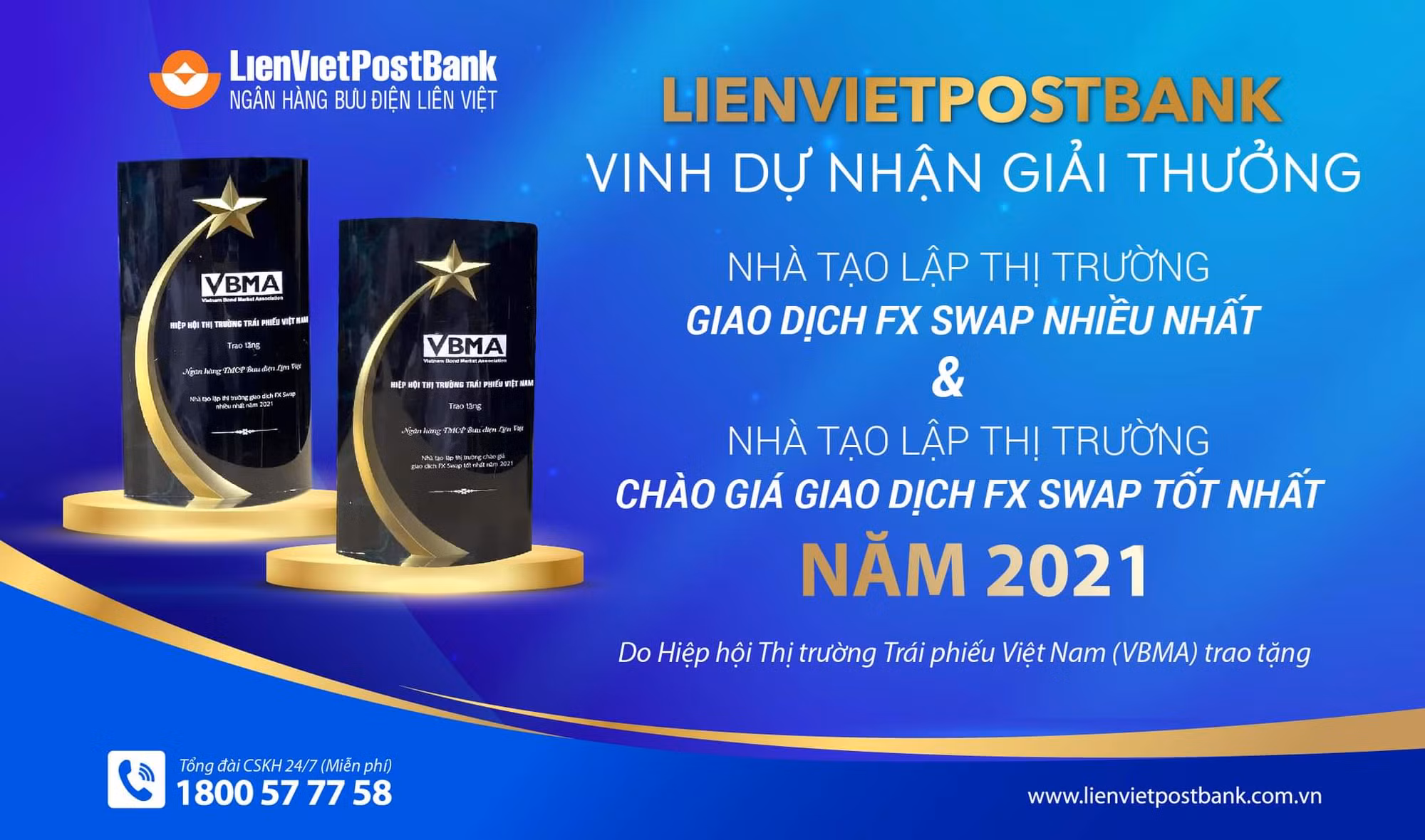 LienVietPostBank được vinh danh ở vị trí cao nhất trong giải thưởng Nhà tạo lập thị trường của VBMA năm 2021 -0