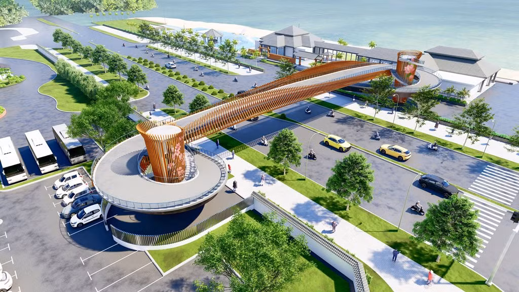 Đà Nẵng lần đầu tiên có cầu vượt đi bộ tuyến đường ven biển -0