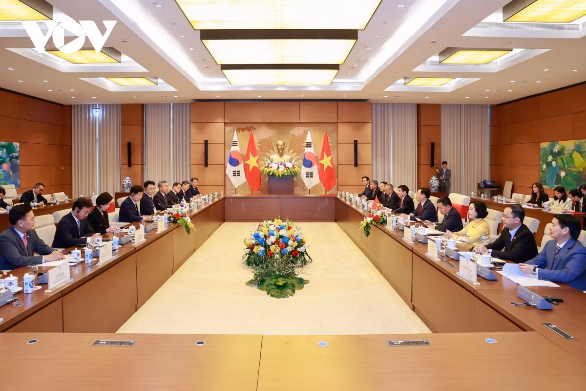 Chủ tịch Quốc hội Vương Đình Huệ hội đàm với Chủ tịch Quốc hội Hàn Quốc -0