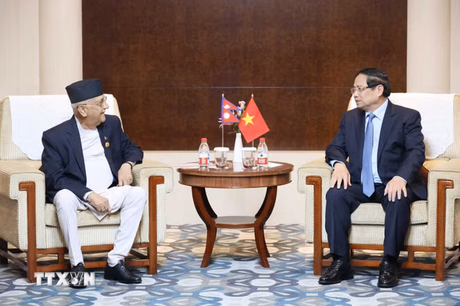 Thủ tướng Phạm Minh Chính hội kiến Thủ tướng Nepal Khadga Prasad Sharma Oli -0