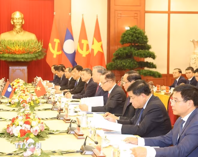 Tổng Bí thư, Chủ tịch nước Tô Lâm hội đàm với Tổng Bí thư, Chủ tịch nước Lào -0