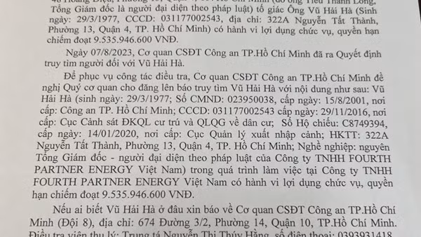 Truy tìm nguyên Tổng giám đốc bị tố cáo chiếm đoạt hơn 9,5 tỉ đồng