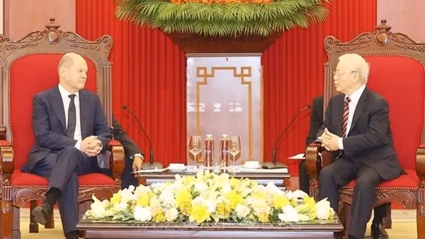 Tổng Bí thư Nguyễn Phú Trọng tiếp Thủ tướng Đức Olaf Scholz