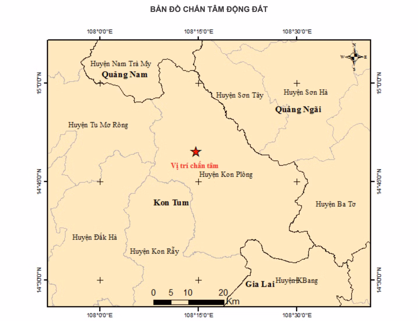 Kon Tum liên tiếp xảy ra 4 trận động đất trong buổi sáng -0