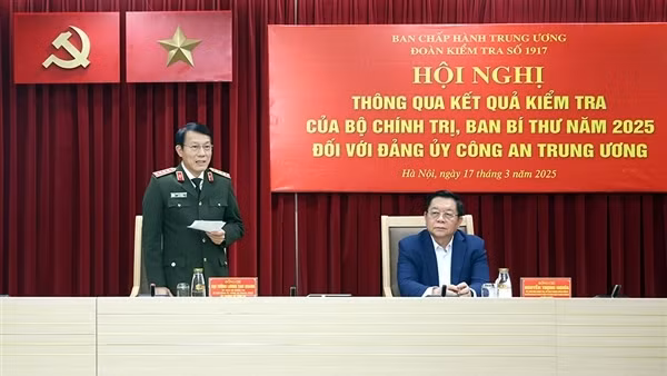 Thông qua kết quả kiểm tra của Bộ Chính trị, Ban Bí thư năm 2025 đối với Đảng ủy Công an Trung ương