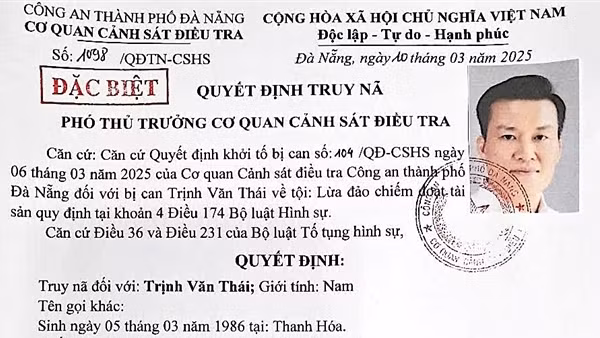 Truy nã bị can Trịnh Văn Thái trong đường dây lừa đảo do “Mr Pips” cầm đầu