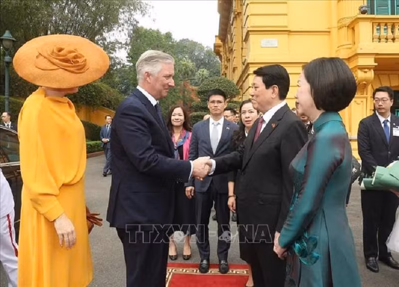Chủ tịch nước Lương Cường chủ trì lễ đón cấp Nhà nước Nhà Vua Vương quốc Bỉ -0