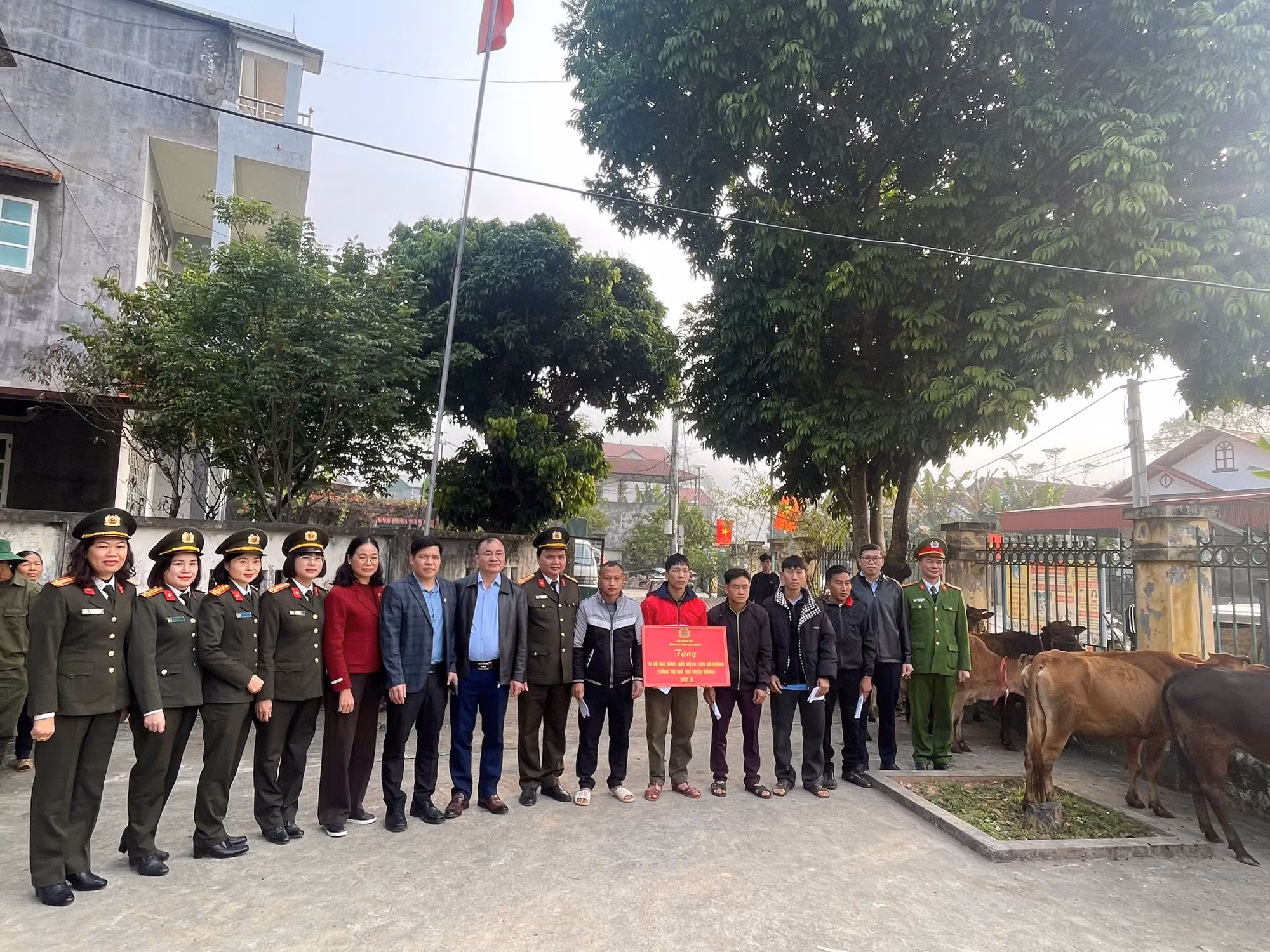 Công an tỉnh Cao Bằng trao tặng 15 con bò giống hỗ trợ sinh kế cho hộ gia đình khó khăn tại xã Trường Hà -0
