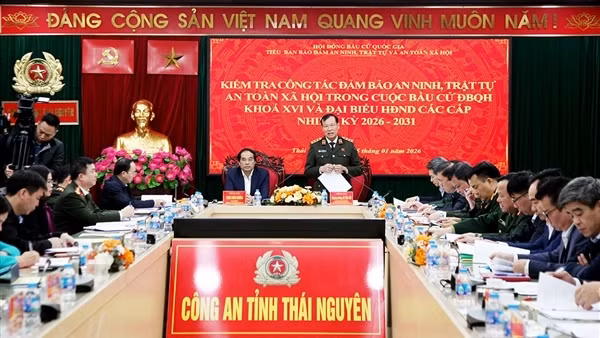 Hội đồng bầu cử Quốc gia kiểm tra công tác bảo đảm ANTT tại tỉnh Thái Nguyên
