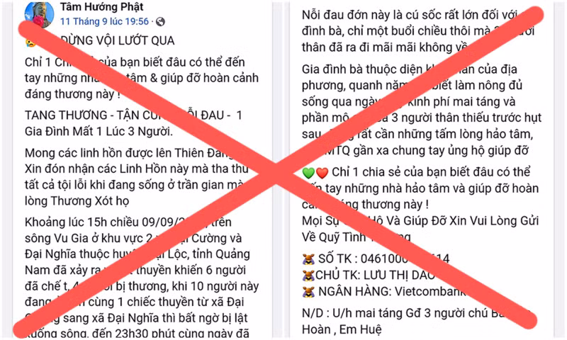 Thông tin lật thuyền khiến 6 người chết tại Quảng Nam với mục đích lừa đảo, trục lợi tiền từ thiện -0