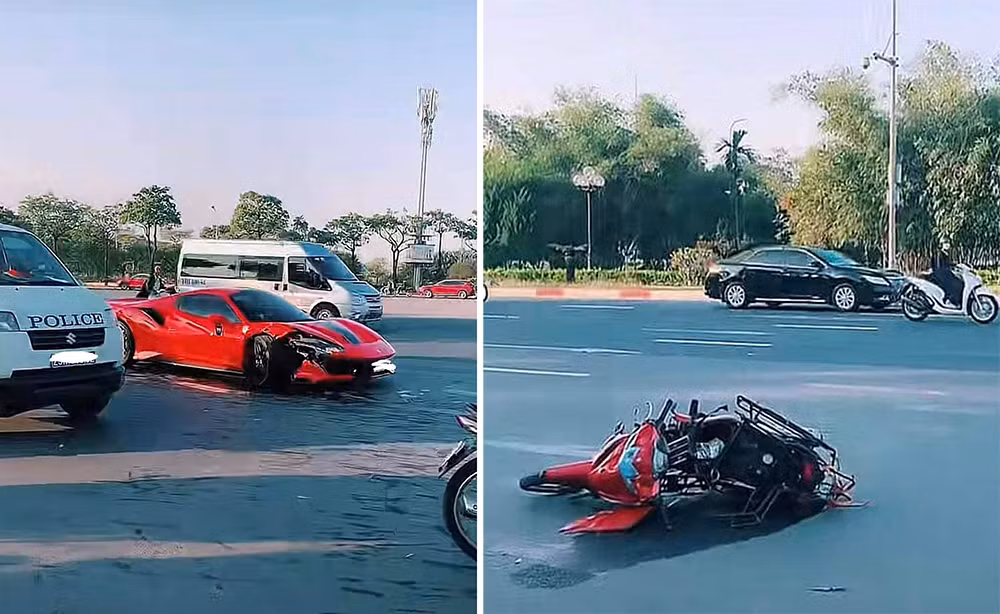 Xe máy va chạm Ferrari, 1 người tử vong -0