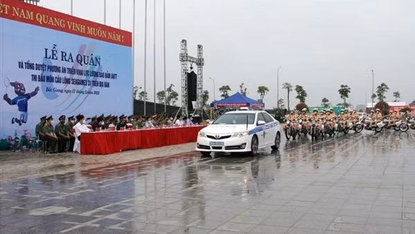 Công an Bắc Giang ra quân và tổng duyệt&nbsp;bảo đảm ANTT&nbsp;SEA Games 31
