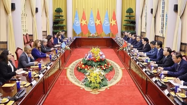 Chủ tịch nước Lương Cường hội đàm với Tổng Thư ký Liên hợp quốc