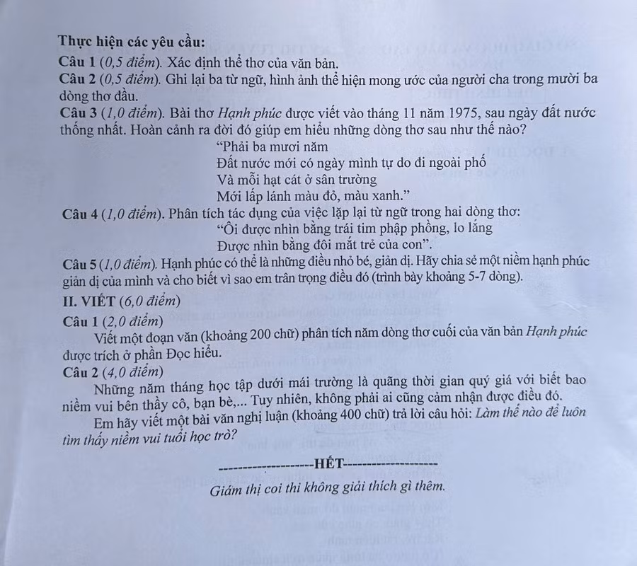 Giáo viên, học sinh nói gì về đề thi môn Ngữ văn lần đầu tiên thi theo chương trình mới? -0