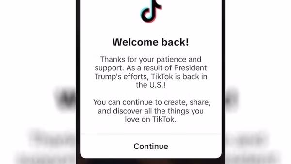 TikTok khôi phục dịch vụ tại Mỹ, gửi lời cảm ơn đặc biệt đến ông Trump