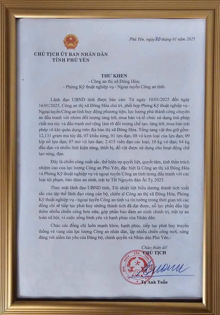 Khen thưởng 4 tập thể Công an ở Phú Yên đấu tranh triệt xóa nhiều nhóm tội phạm -0