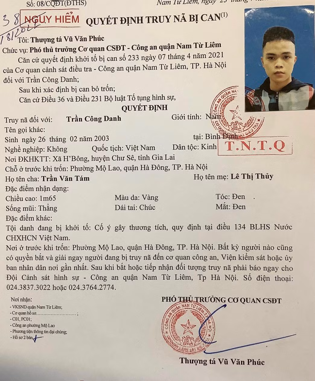 Truy nã đối tượng dùng dao phóng lợn gắn tuýp sắt chém người để giải quyết mâu thuẫn -0