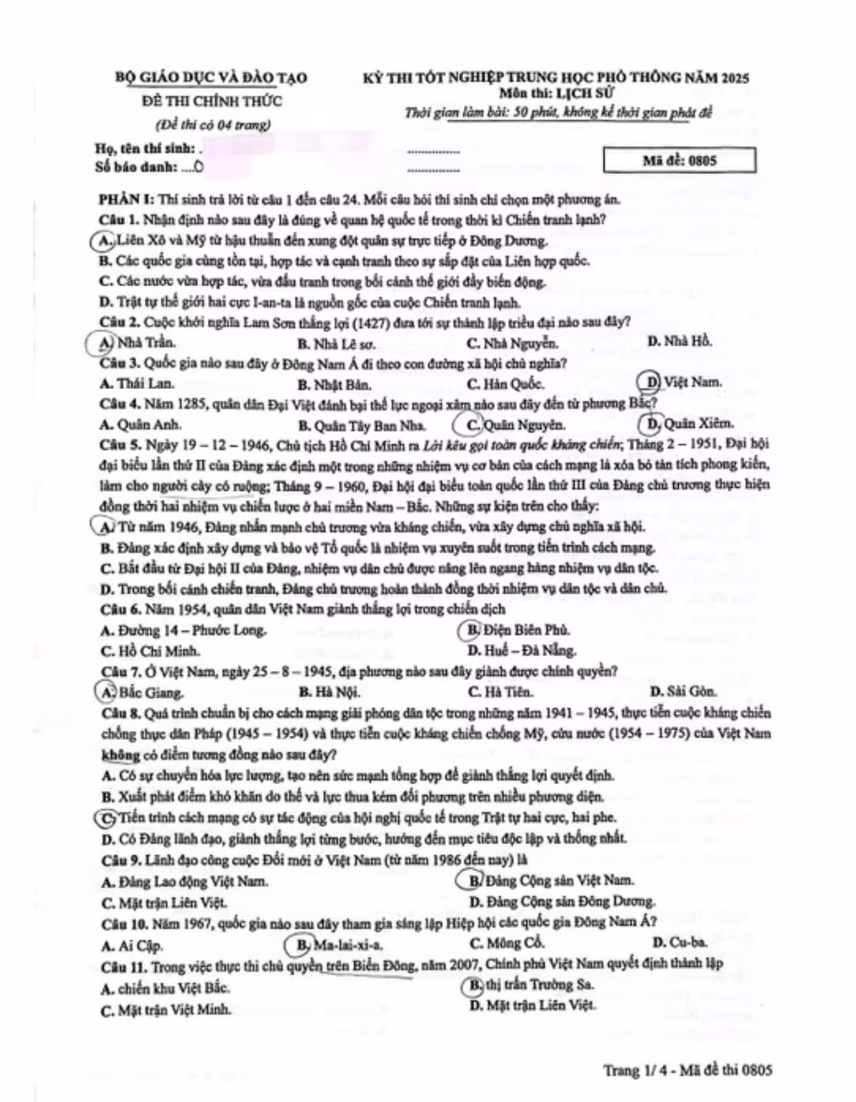 Đề thi môn Lịch sử khó hơn đề tham khảo, sẽ không có nhiều điểm tuyệt đối -0