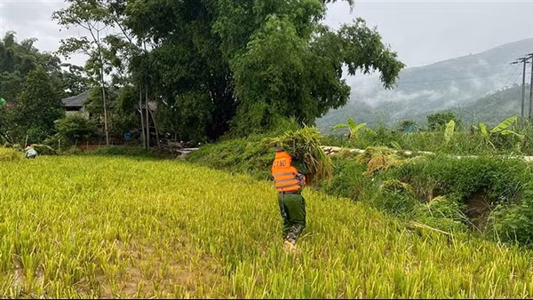 Lào Cai: Công an xã giúp dân khắc phục hậu quả mưa lớn