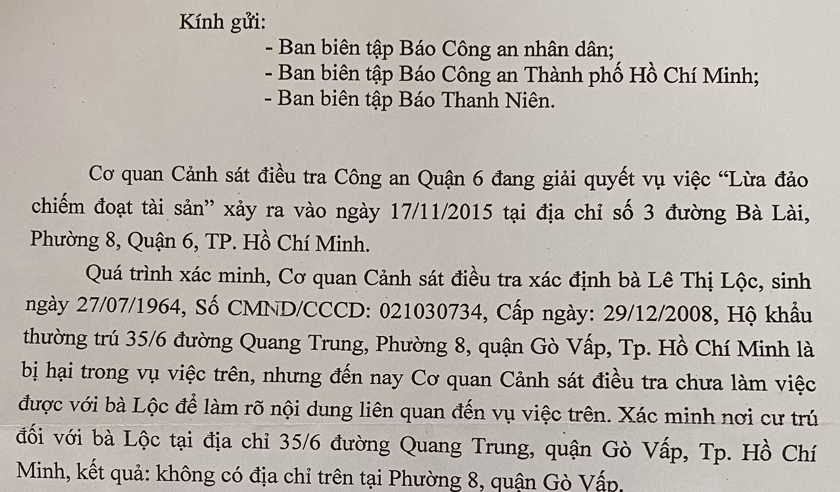 Tìm nạn nhân trong vụ lừa đảo chiếm đoạt tài sản xảy ra hơn 7 năm trước -0