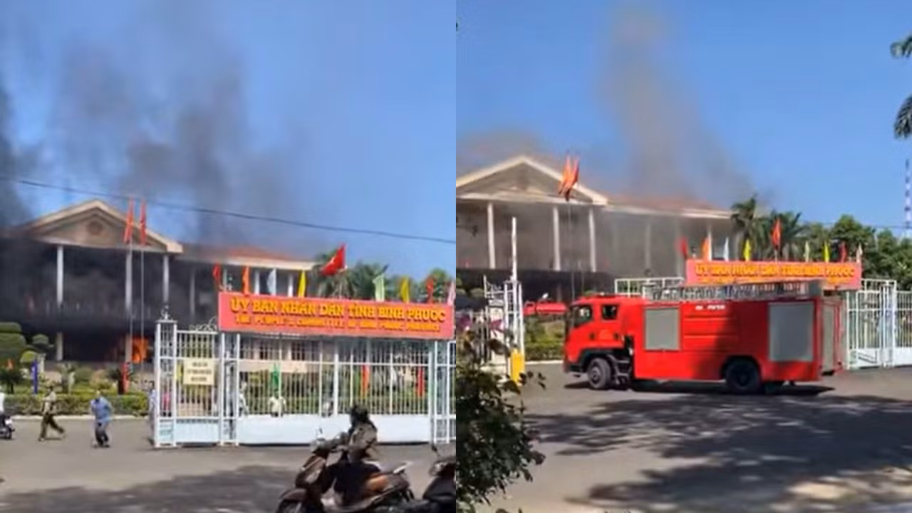 Cháy tại trụ trở UBND tỉnh Bình Phước -0