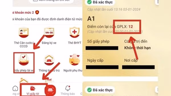 Người dân có thể tự theo dõi số điểm của giấy phép lái xe qua ứng dụng VNeID