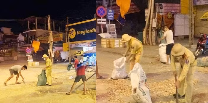 CSGT giúp đỡ lái xe thu gom nông sản -0