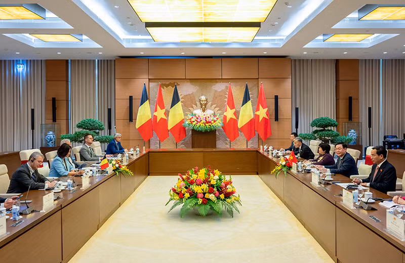 Chủ tịch Quốc hội Vương Đình Huệ hội đàm với Chủ tịch Thượng viện Vương quốc Bỉ -0