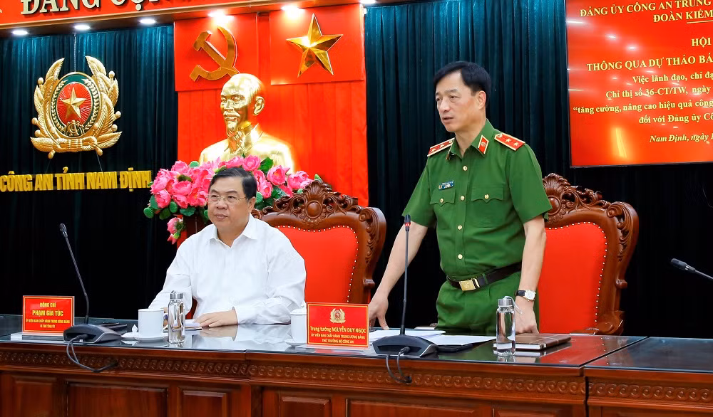 Đoàn Kiểm tra Đảng ủy Công an Trung ương làm việc với Công an tỉnh Nam Định -0