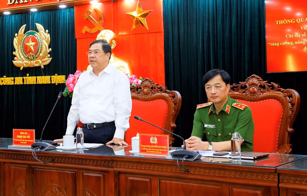 Đoàn Kiểm tra Đảng ủy Công an Trung ương làm việc với Công an tỉnh Nam Định -0
