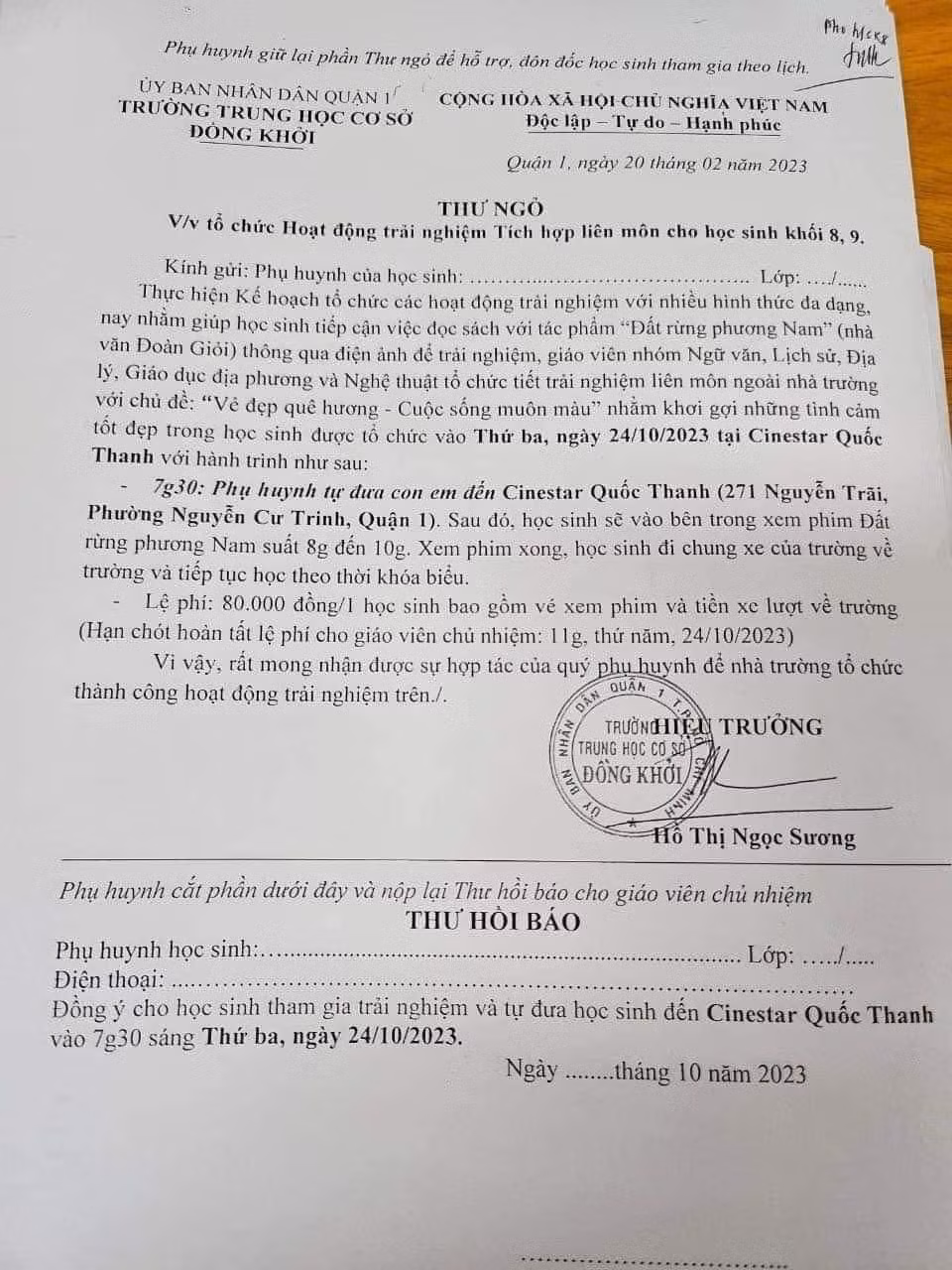 Thông tin về Thư ngỏ vận động học sinh xem phim “Đất rừng phương Nam” -0