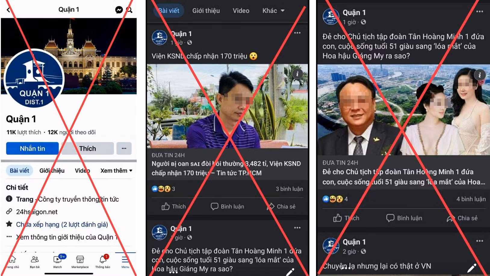 Cảnh báo trang giả mạo, sử dụng tên và logo của quận 1 -0
