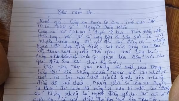 Xúc động lá thư cảm ơn mẹ liệt sĩ Công an