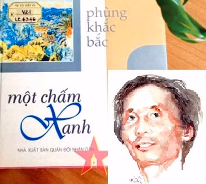 bìa tập thơ một chấm xanh và ký họa chân dung phùng khắc bắc.jpg -0