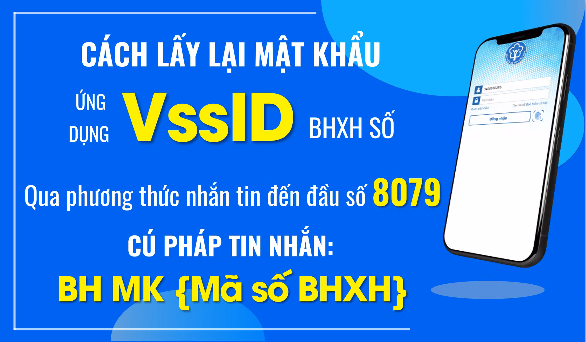 Cấp lại mật khẩu đăng nhập ứng dụng VssID qua nhắn tin đến đầu số 8079 -0