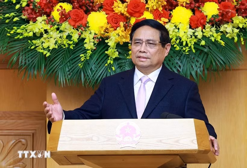 Thủ tướng Phạm Minh Chính phát biểu tại cuộc tọa đàm với các doanh nghiệp ASEAN.