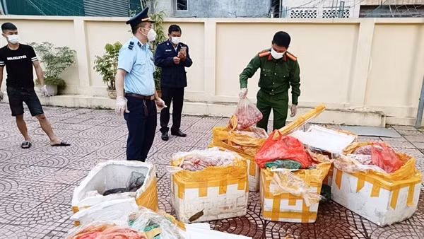 Xe chở hơn nửa tấn nội tạng động vật đã bốc mùi hôi thối