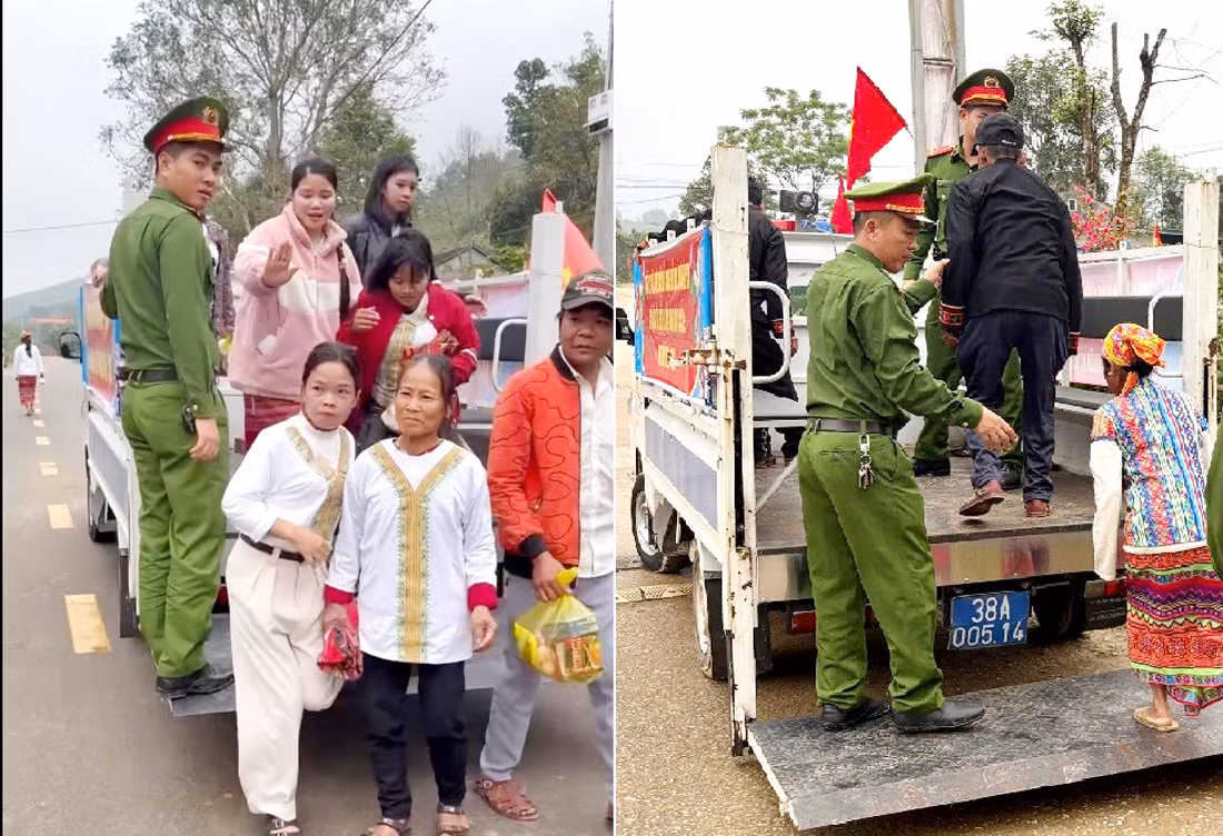 Cảnh sát dùng xe chuyên dụng hỗ trợ cử tri dân tộc Chứt đi bỏ phiếu -0
