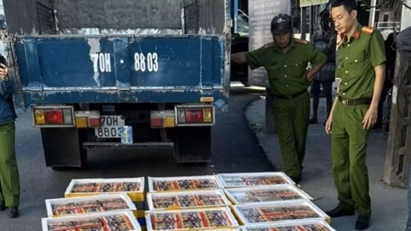 Núp bóng xe chở trái cây "ém" hơn 6,3 tạ pháo lậu