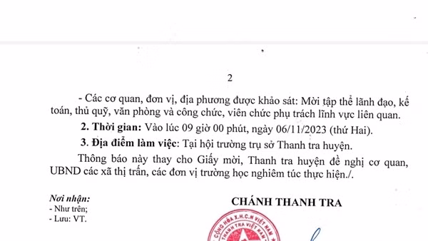 Nhiều trường học hoang mang vì thông báo “lạ” của Thanh tra huyện