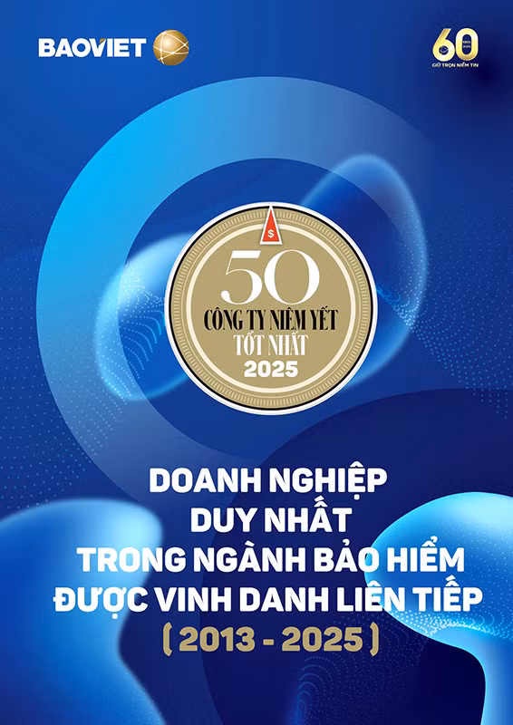 Bảo Việt - doanh nghiệp duy nhất trong ngành bảo hiểm được vinh danh liên tiếp trong “Danh sách 50 công ty niêm yết tốt nhất Việt Nam” (2013-2025) -0