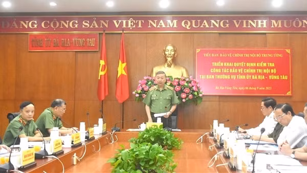 Tiểu ban Bảo vệ Chính trị nội bộ Trung ương kiểm tra tại Ban Thường vụ Tỉnh ủy Bà Rịa-Vũng Tàu